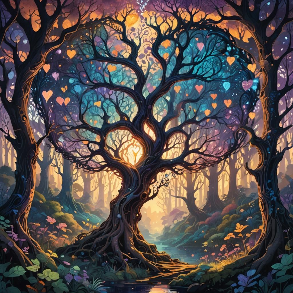 Ethereal Forest Within a Heart: Fantasy Concept Art