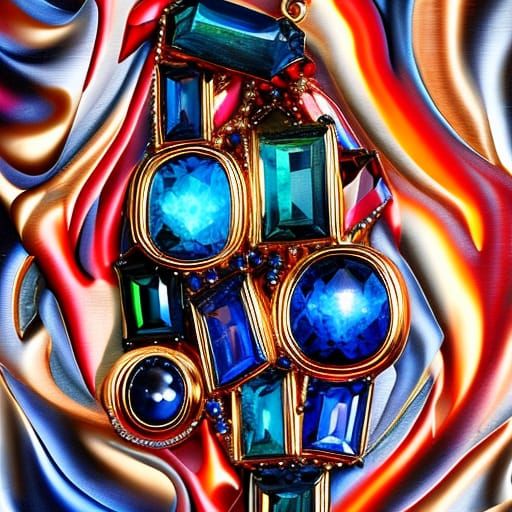 Explosive Surrealist Brooch with Gems and Fine Detail