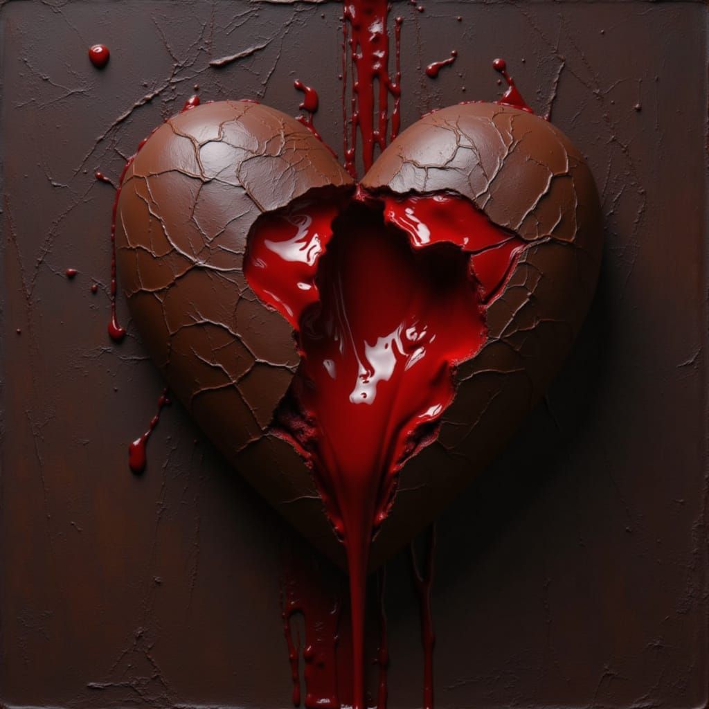 Cracked Chocolate Heart Spills Blood in Horror-Core Style