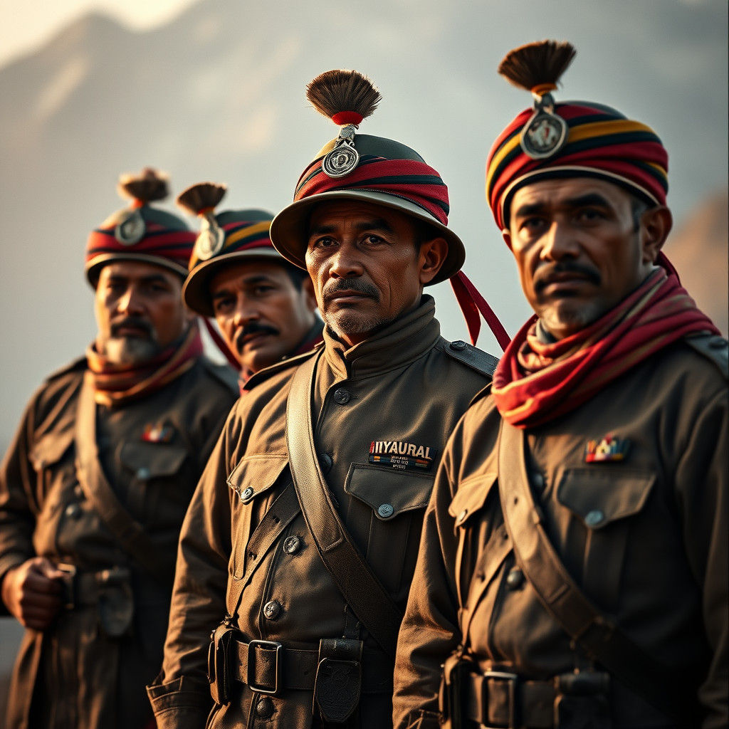 Gurkha Soldiers in Himalayan Epic, Cinematic Portrait