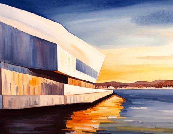 Oslo in Winter: Photorealistic Watercolor Landscape