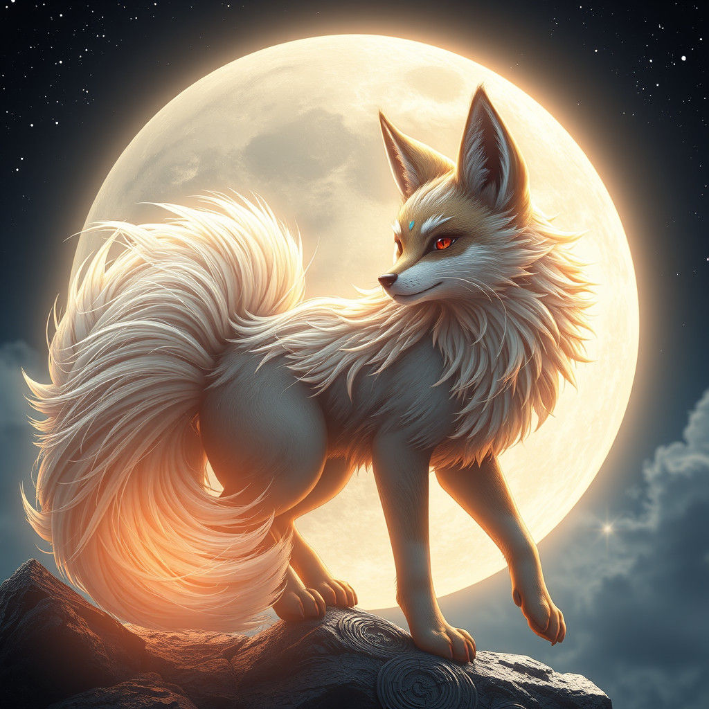 Anime Moon Fox in 3D Render Style