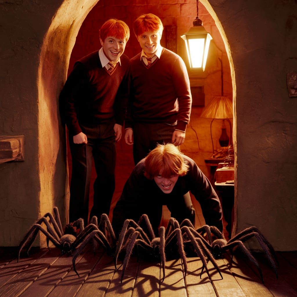 Weasley Twins Spider Prank at the Burrow