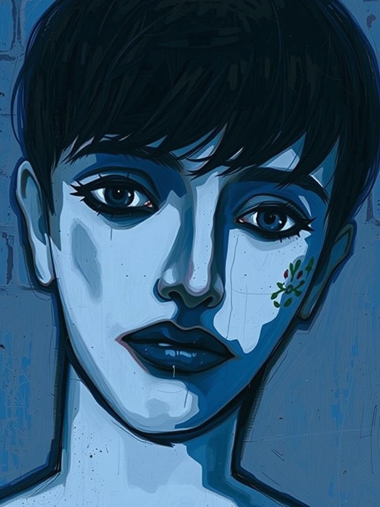 Tattooed Woman in Sundress: High-Contrast Portrait