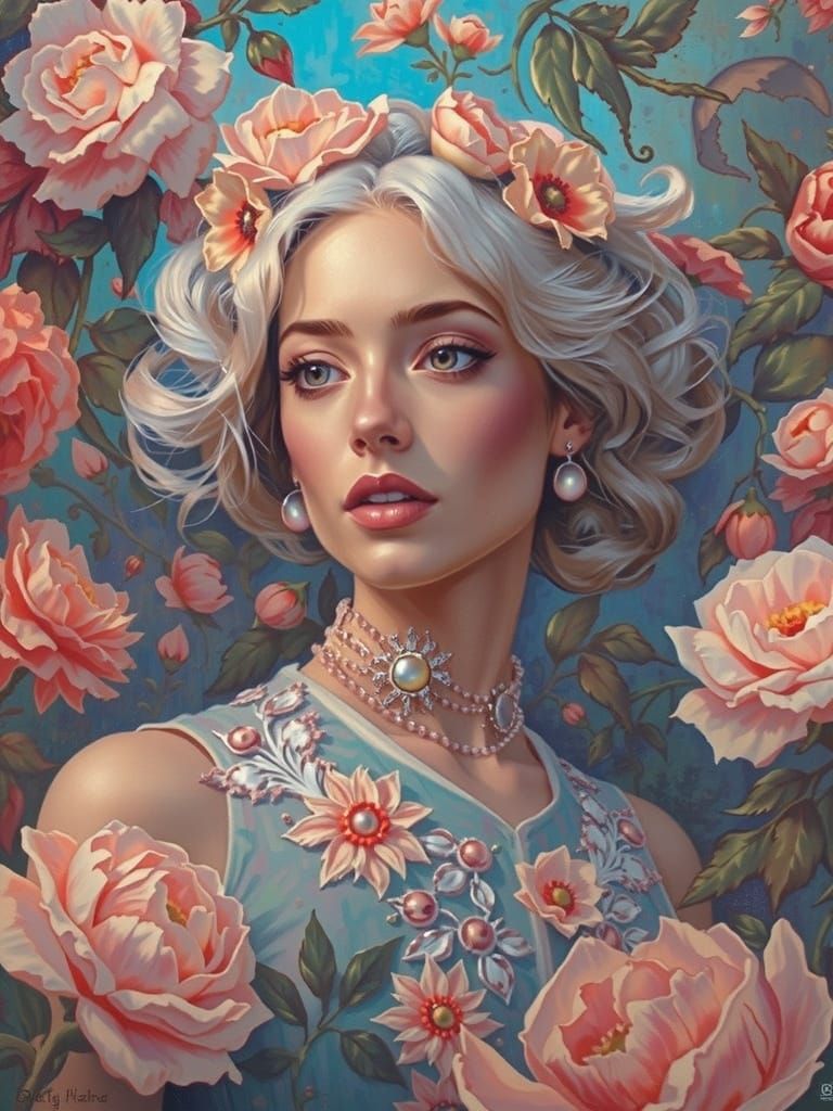 Abstract Portrait of Woman with Platinum Hair