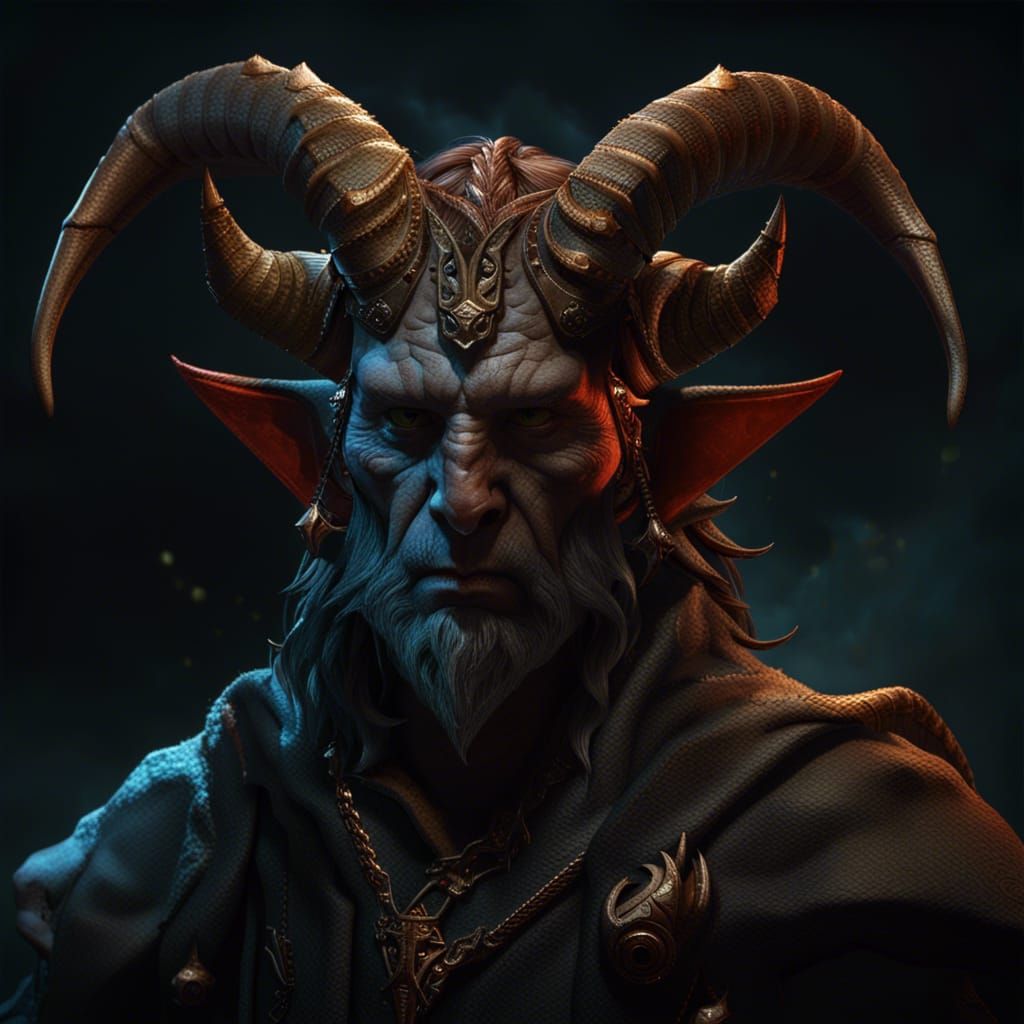 Tiefling Wizard Concept Art in Dark Fantasy Style
