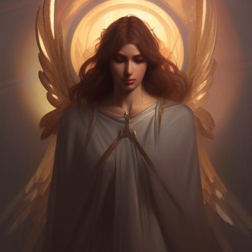 Angelic Protector: Divine Portrait in Digital Art