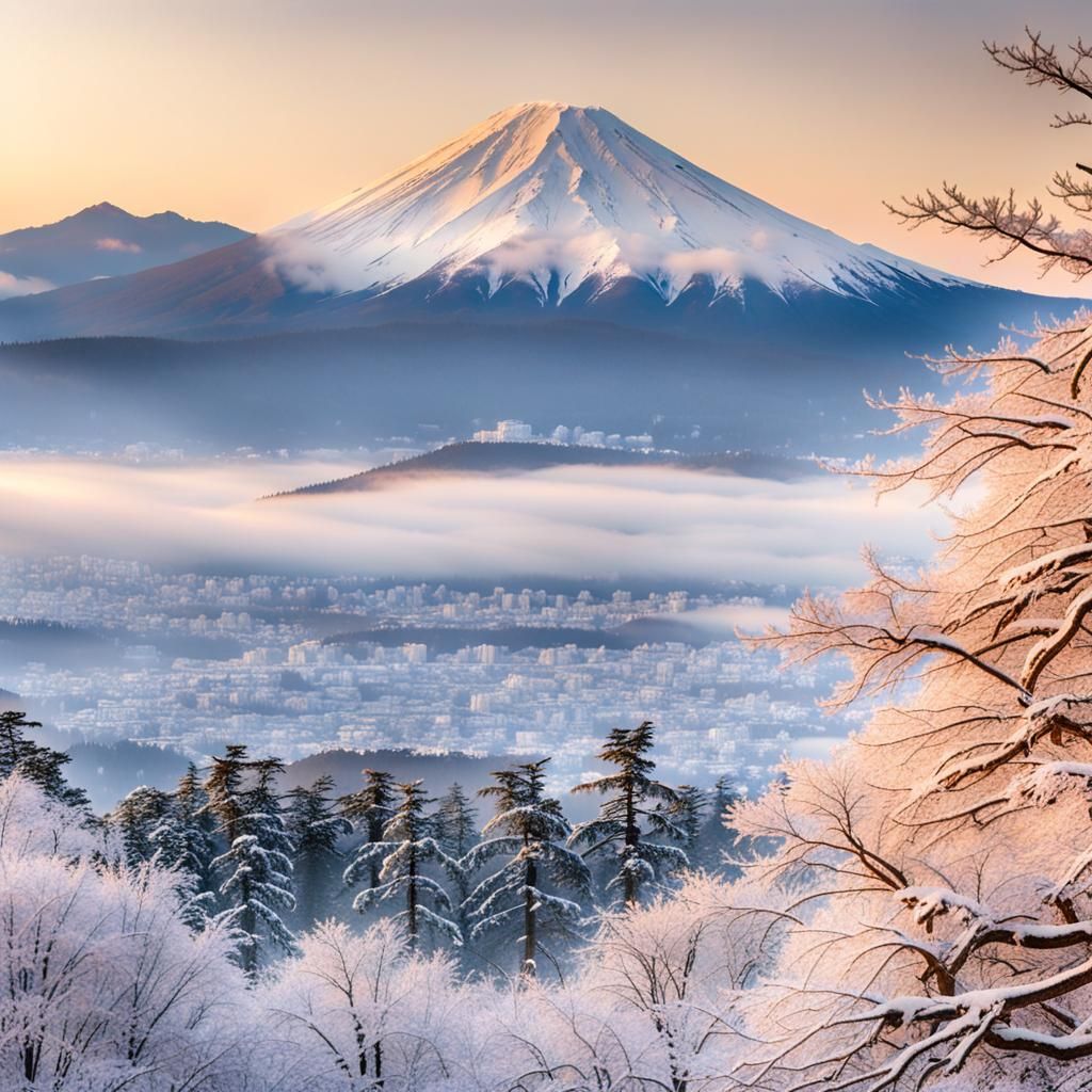Winter Snow on Mount Fuji: Landscape Photography