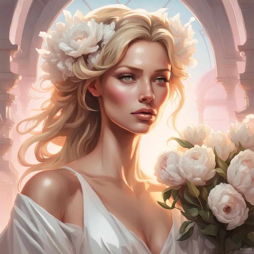 Radiant Bride Portrait in Hyperdetailed Lighting