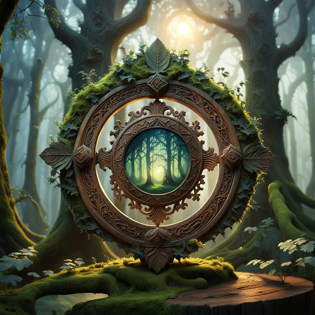 Mystical Forest Badge in Digital Painting Style