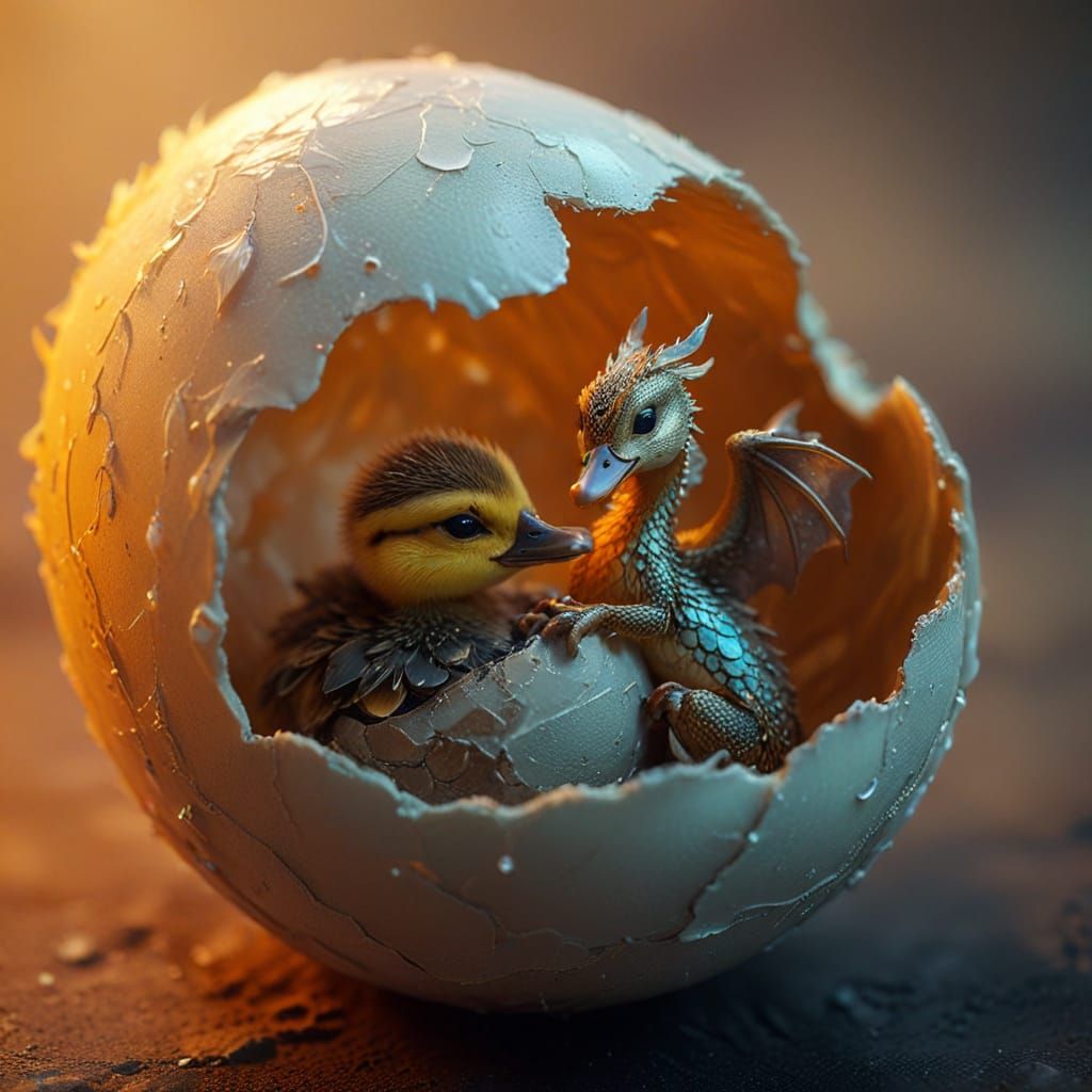 Fantasy Creatures in Whimsical Eggshell