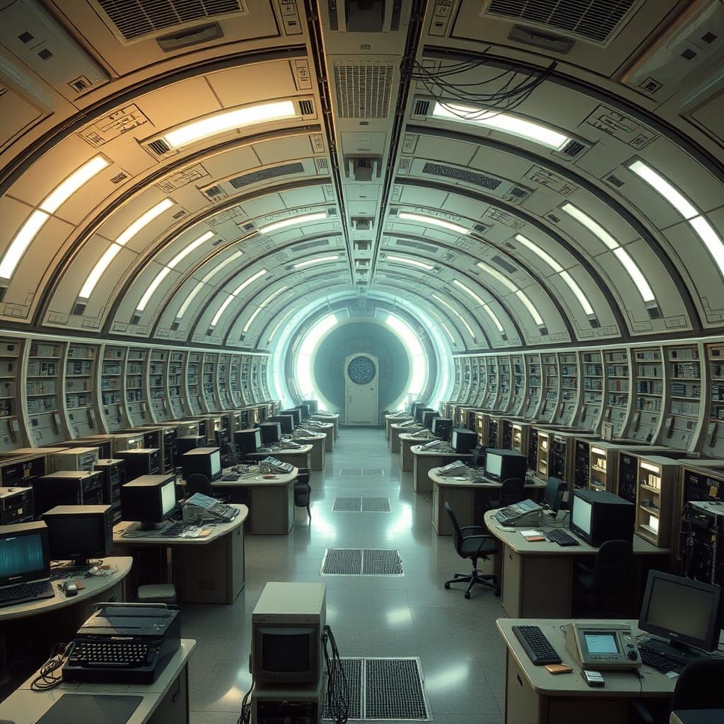 Cyberpunk Computer Center in a Futuristic World