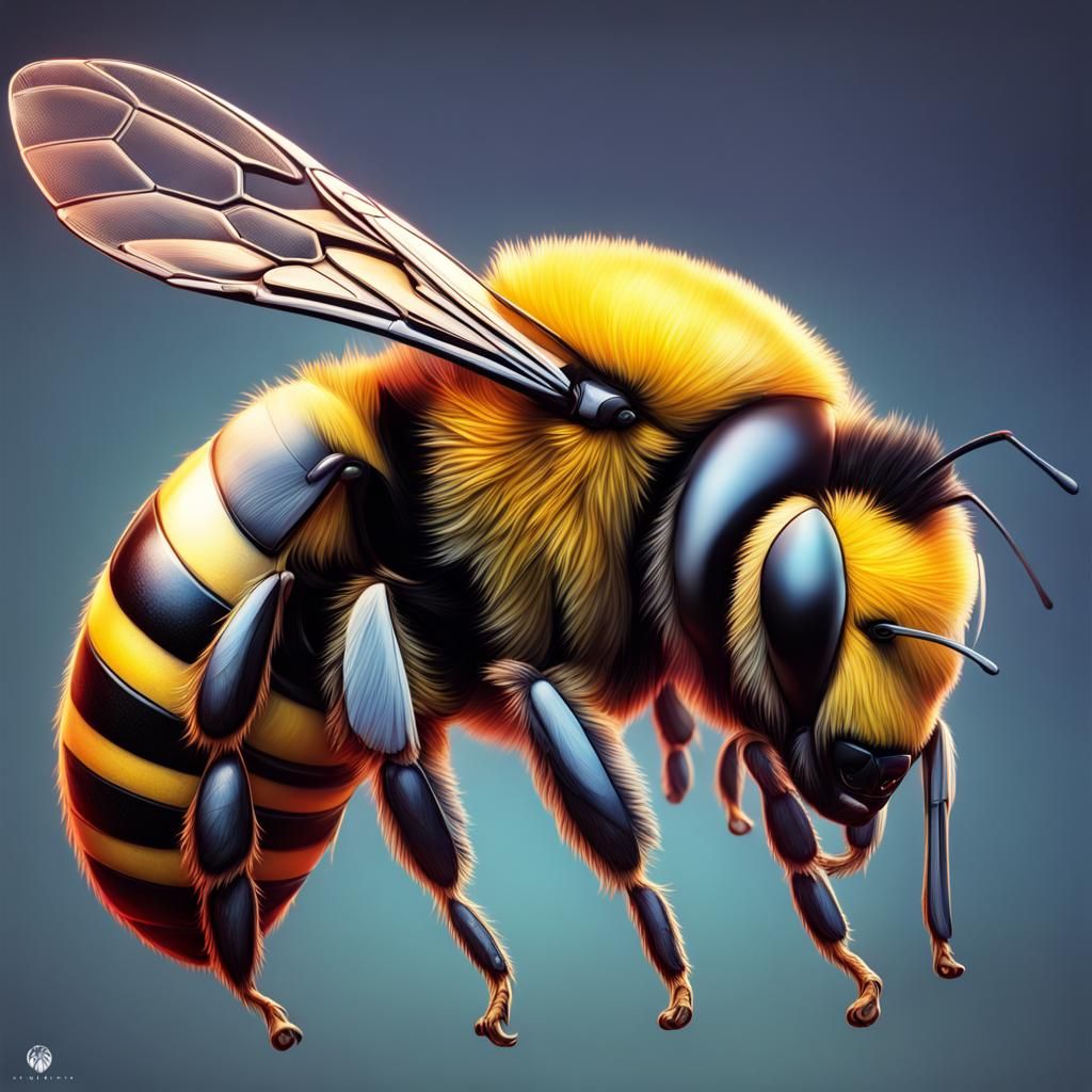 Hyperrealistic Waffle Bumble Bee Hybrid Concept Art