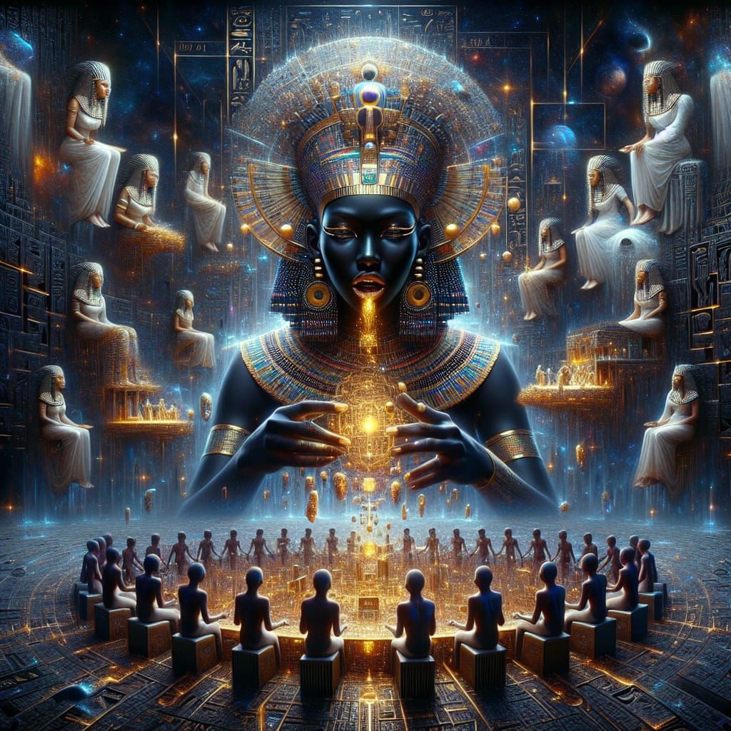 Egyptian Queen Directs Construction in Oil Painting