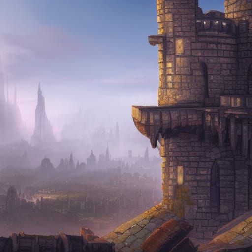 Medieval Ruins Meet Modern Skyscrapers: Fantasy Concept Art
