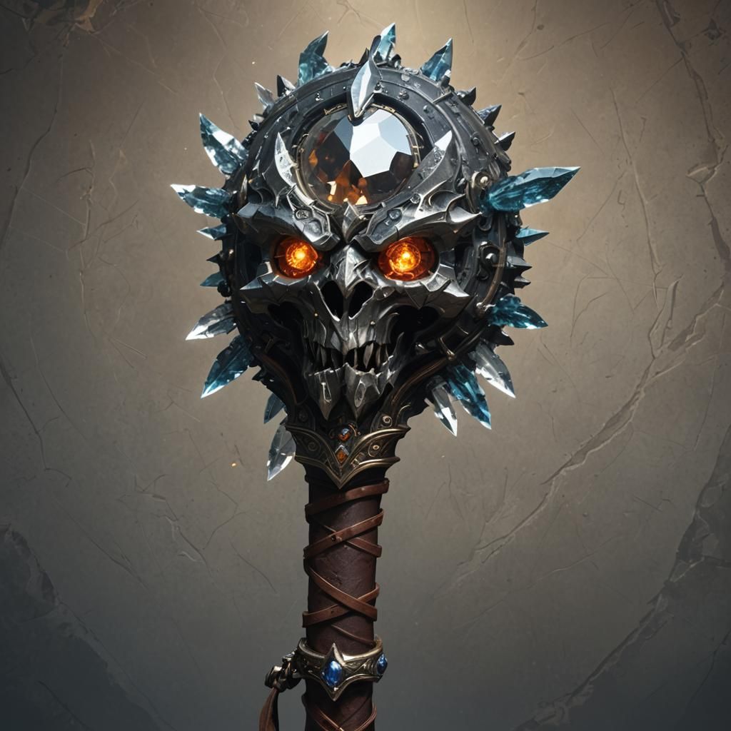 Crystal Pommel Weapon in Armory, Dark Fantasy Concept Art