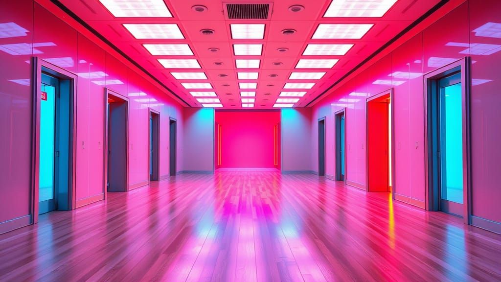 Sleek Television Studio Hallway with Modern Aesthetic