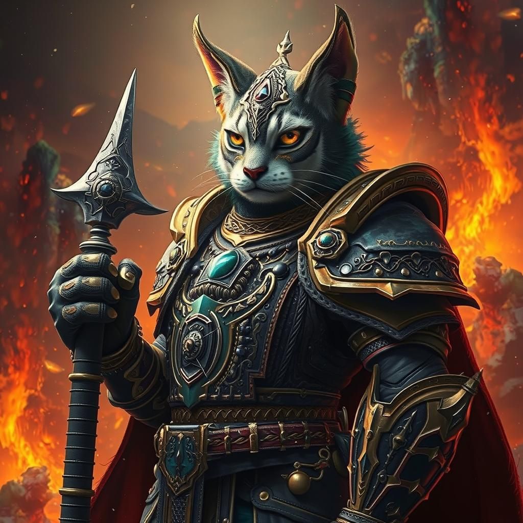 Heroic Female Warrior in Stylized Fantasy Landscape