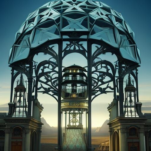 Art Nouveau Geodesic Dome: Digital Matte Painting