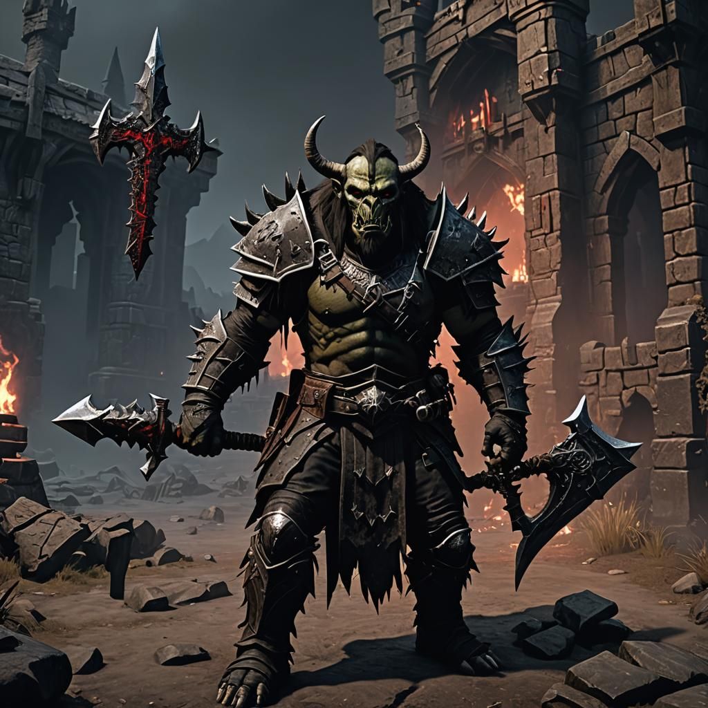 Orc Warrior Stands Guard After Battle