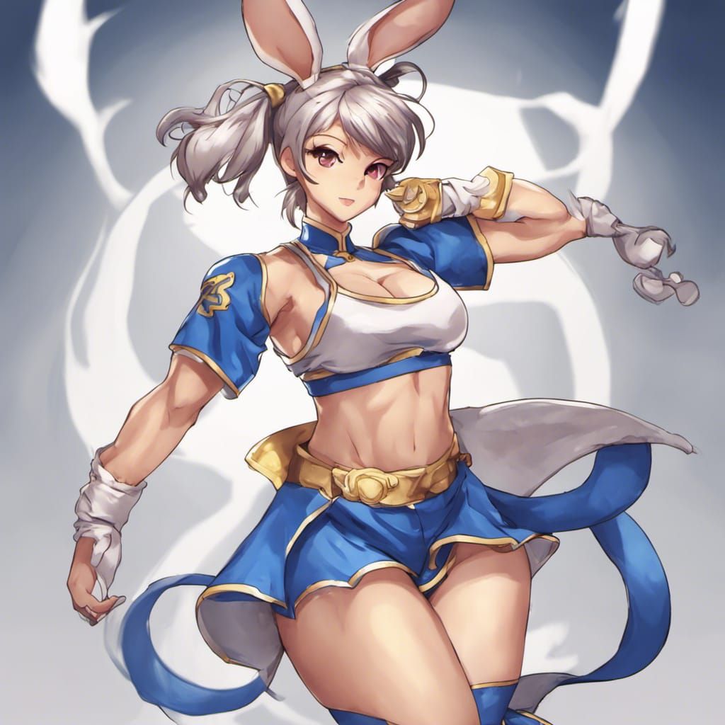 Rabbit Cosplay as Chun Li in Anime Style