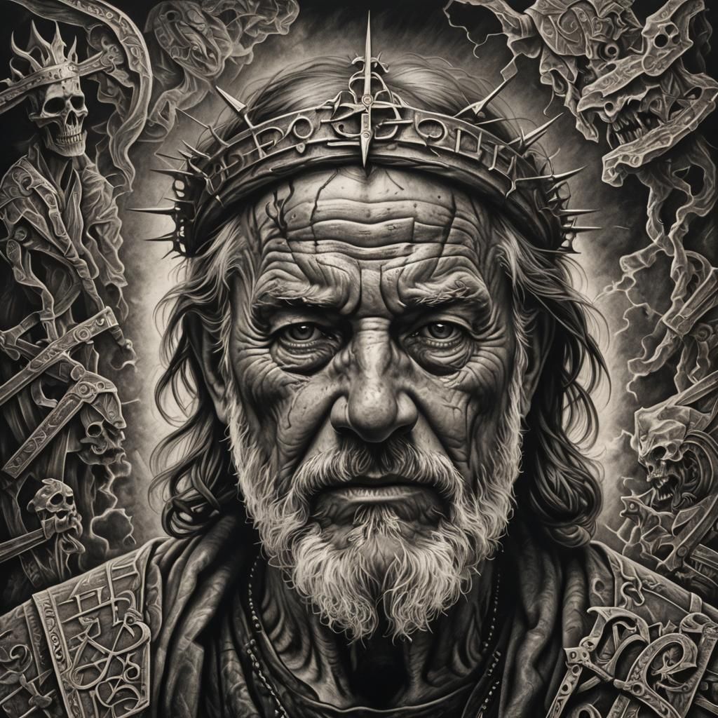 Detailed Charcoal Drawing of a Bible Basher