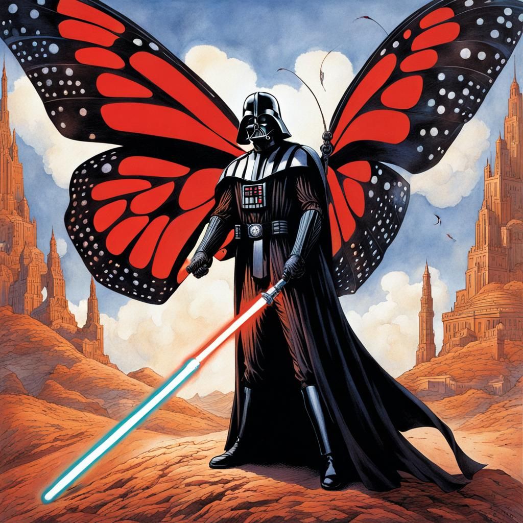 Darth Vader Swats Butterfly: Comic Book Style
