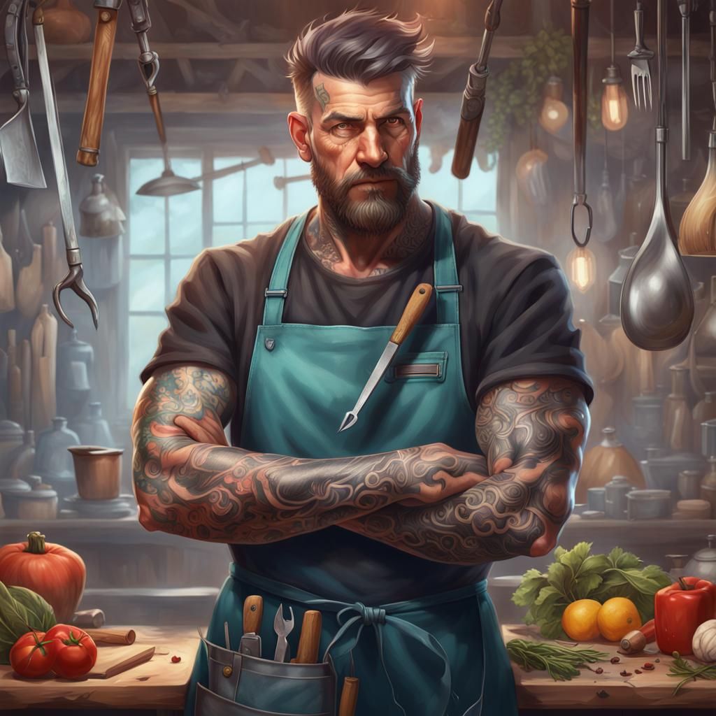 Man with Tattoos: Hyperdetailed Digital Portrait