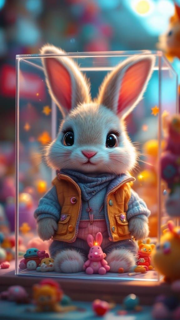 Toy Bunny in Vibrant Toy Shop Scene