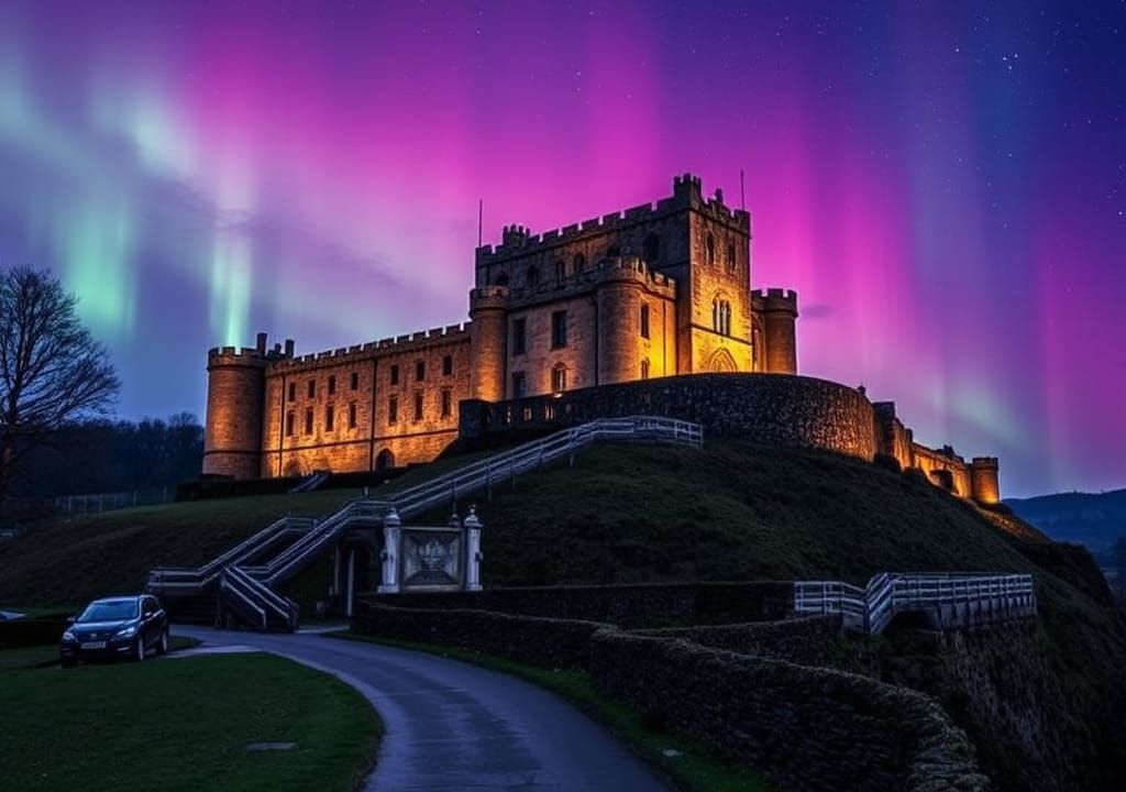 Aurora Borealis Over Edinburgh Castle