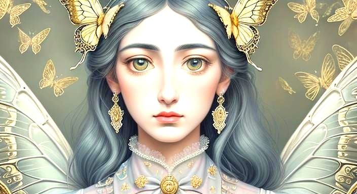 Butterfly Portrait in Surrealist Classical Style