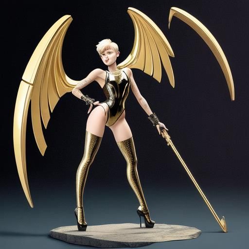 Miley Cyrus in Gold Bodysuit: Hyperrealistic Splash Art