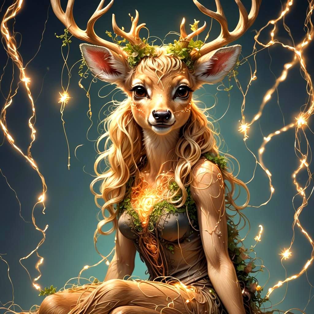Mischievous Fawn with Pixie Dust, Digital Art