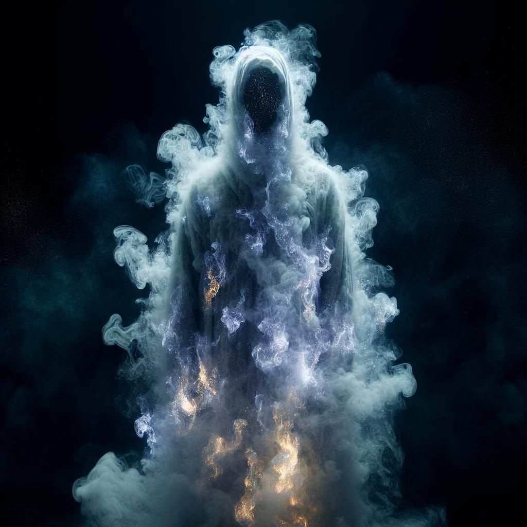 Ethereal Woman: Bioluminescent Smoke and Fire