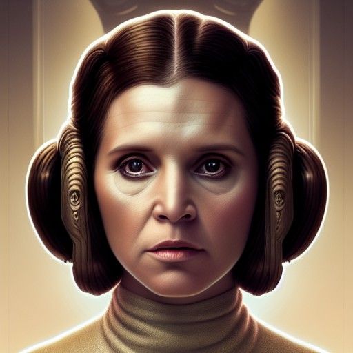 Detailed Portrait of Princess Leia in Digital Art Style