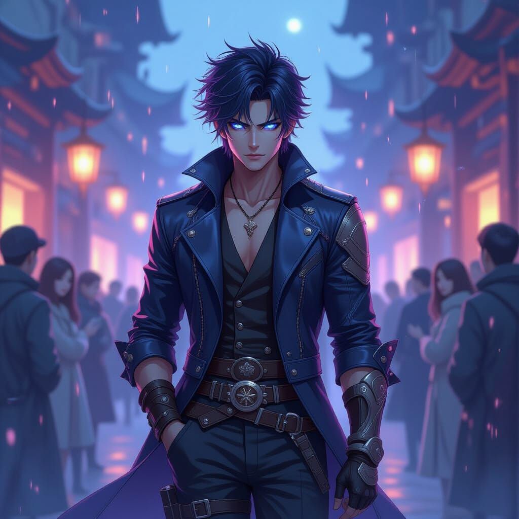 Cyberpunk Knight Under Neon Lights