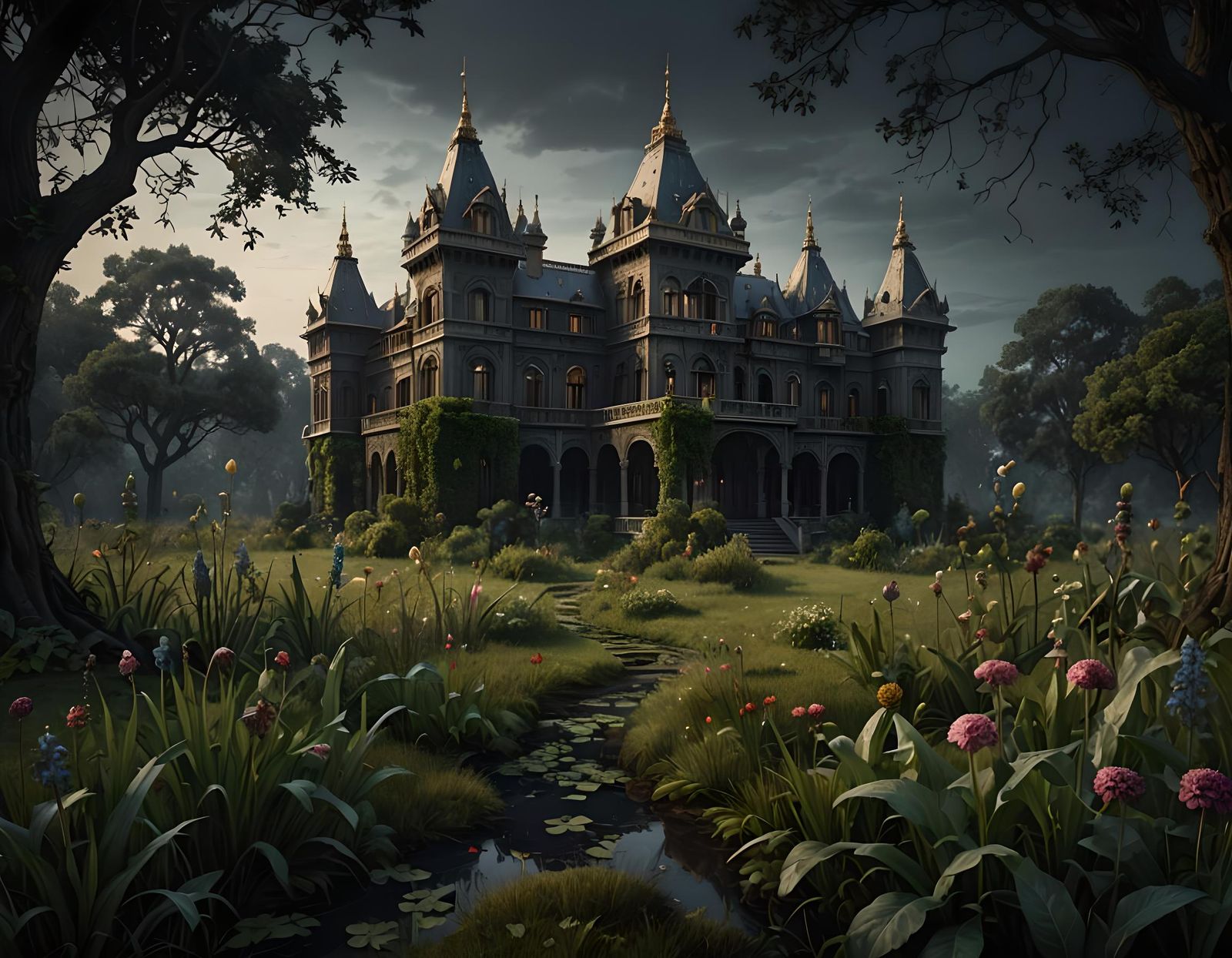 Mysterious Garden Palace in Dark Meadow
