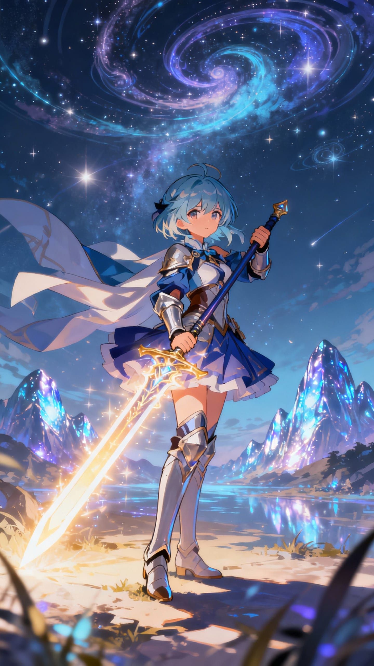 Magical Knight Girl in Anime Style