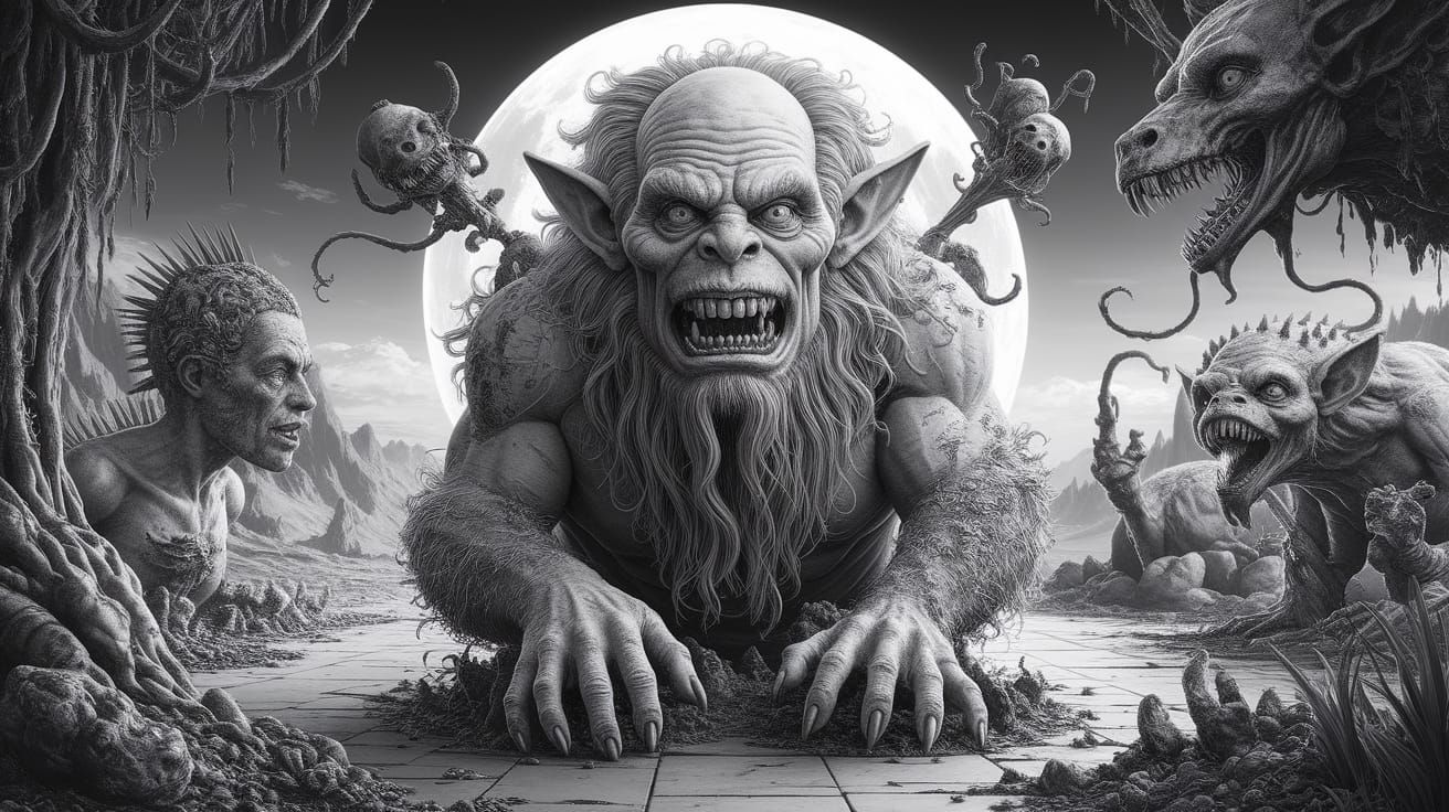 Surreal Fantasy Creature in Cryptid Taxidermy Museum