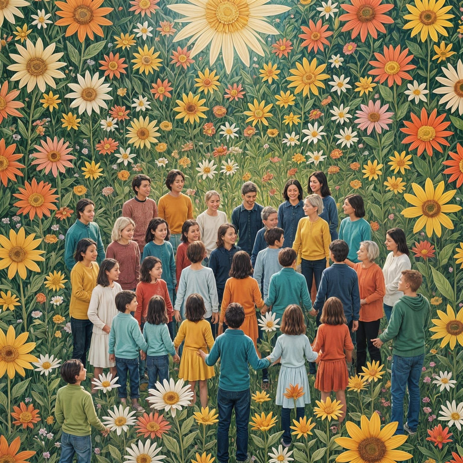 Interconnected Human Bloom: A Symbol of Support