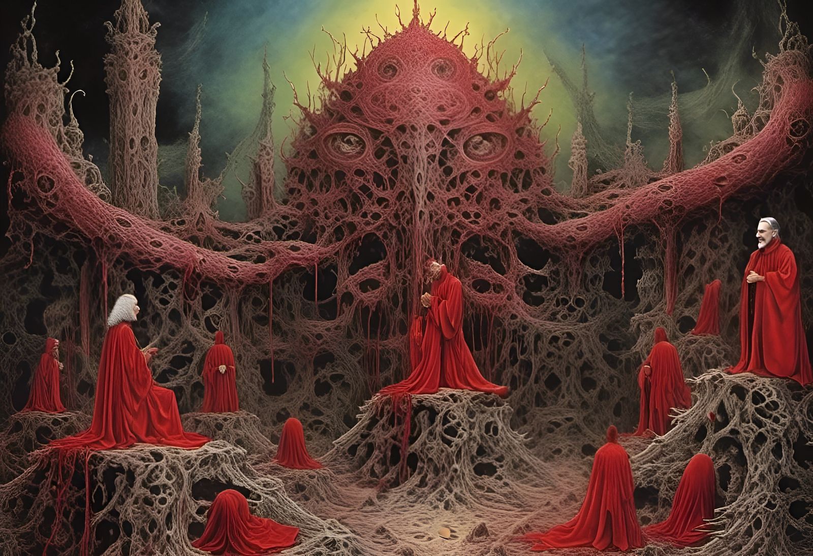 Intricate Red Robes in Gothic Fantasy Style