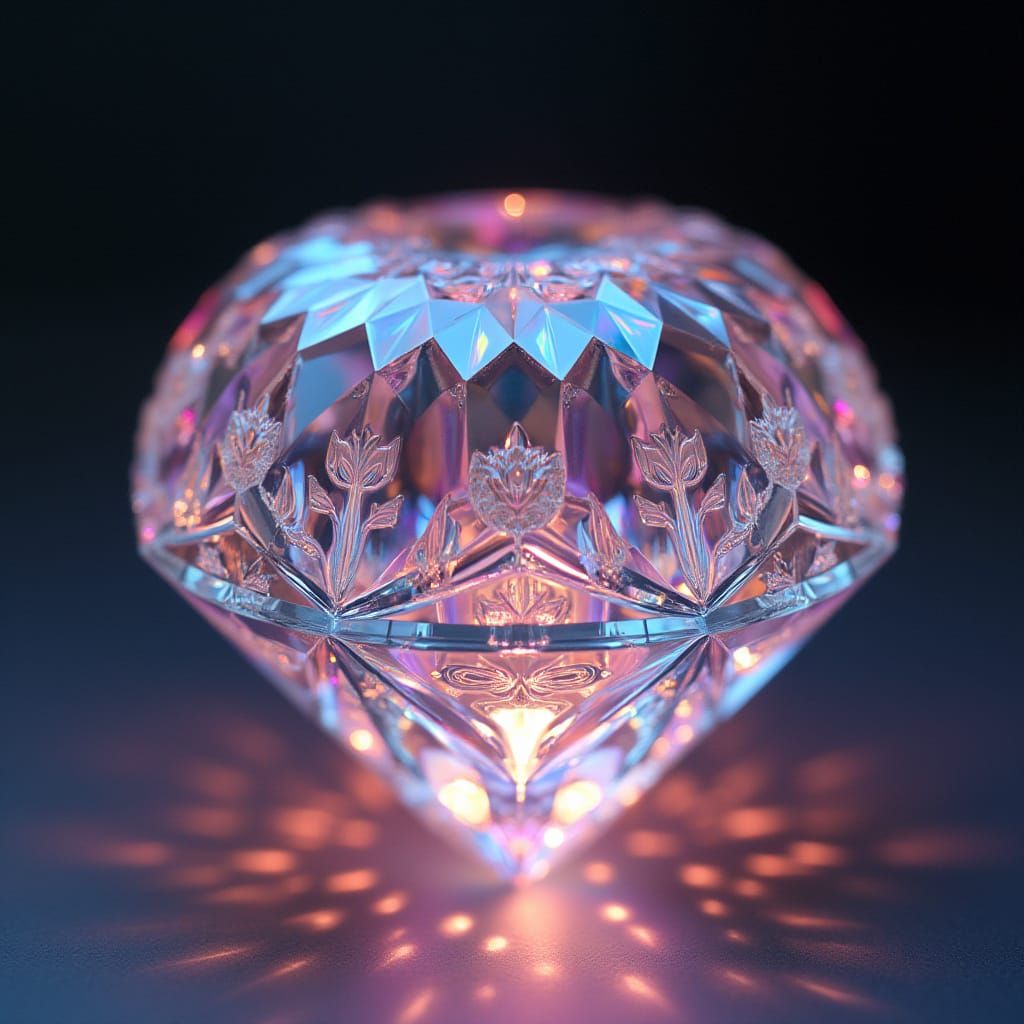 Ornate Crystal Diamond with Vibrant, Dreamlike Colors