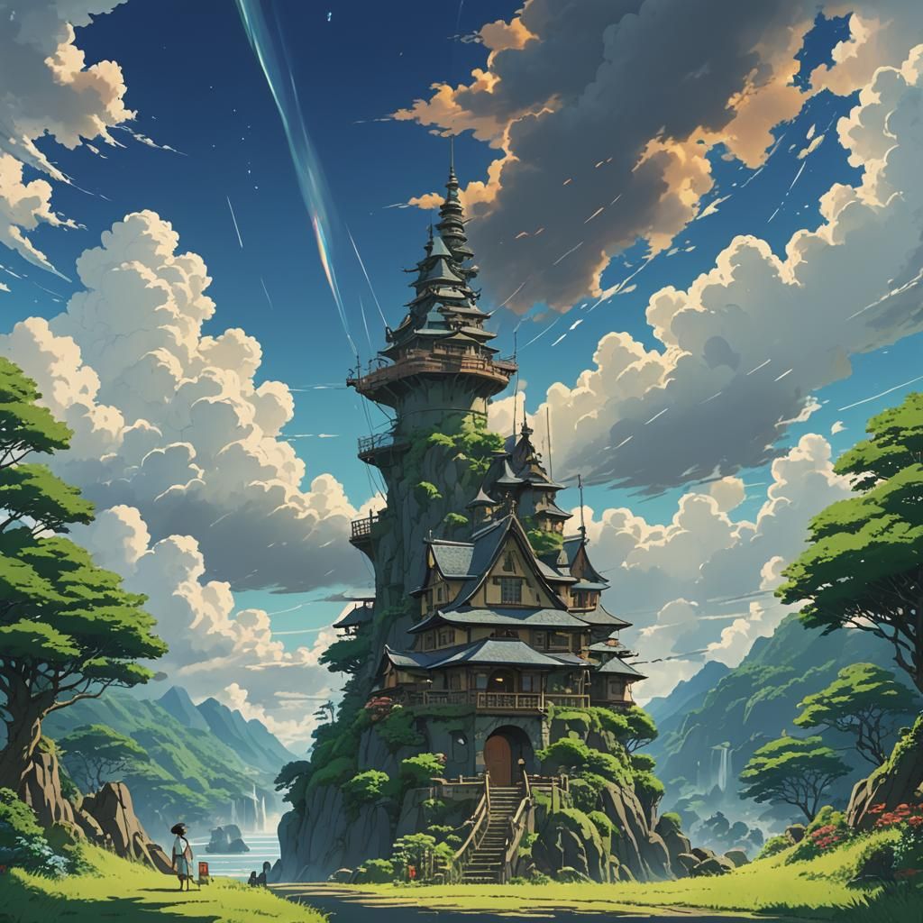 Anime Gods in Studio Ghibli Style