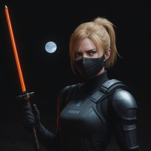 Blonde Cyberpunk Warrior on Dune Planet