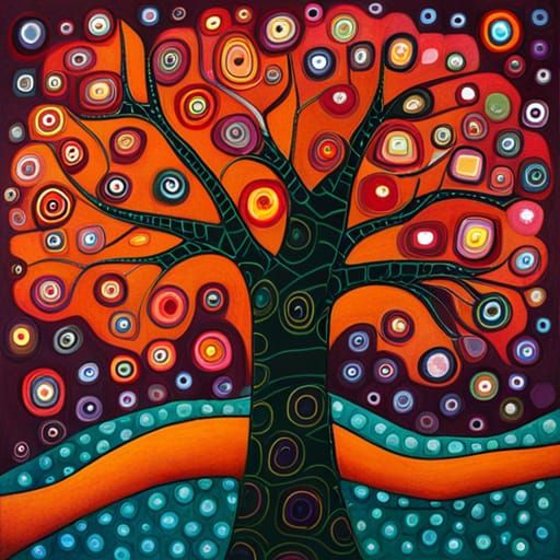 Stylized Tree Inspired by Folk Art