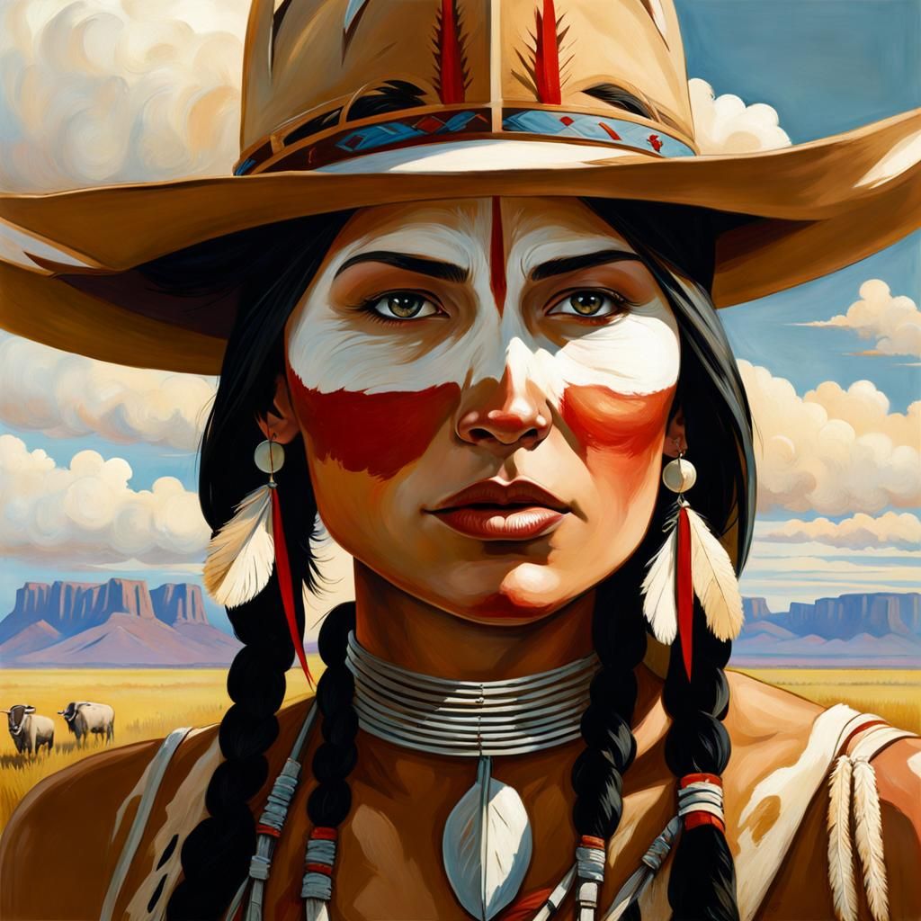 Native American Woman on the Prairie