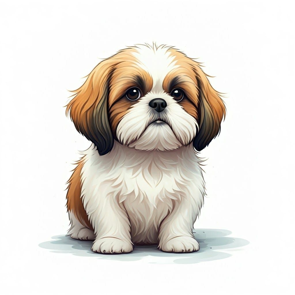 Whimsical Shih Tzu in Watercolor Hues
