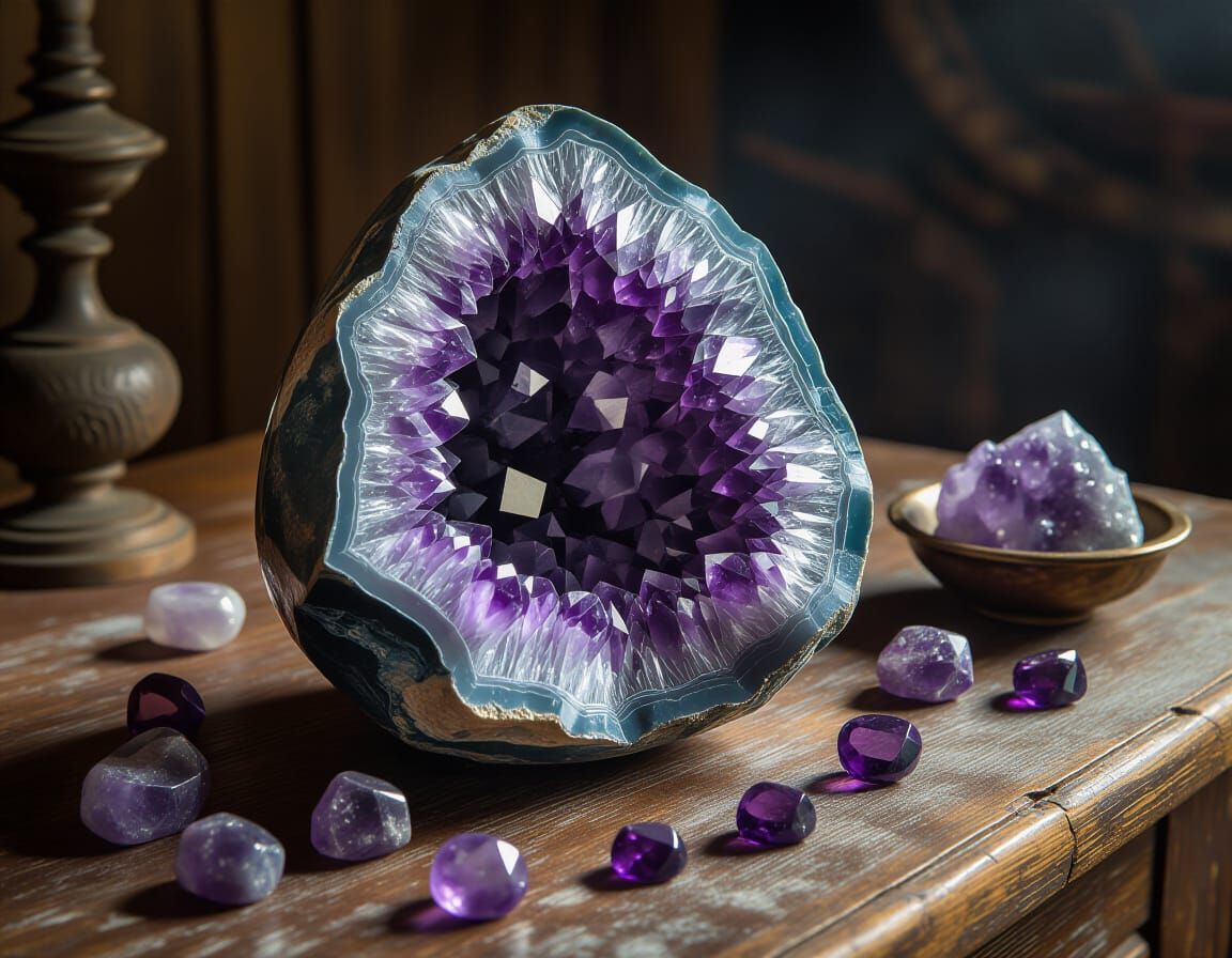 Majestic Amethyst Geode Reveals Shimmering Crystals