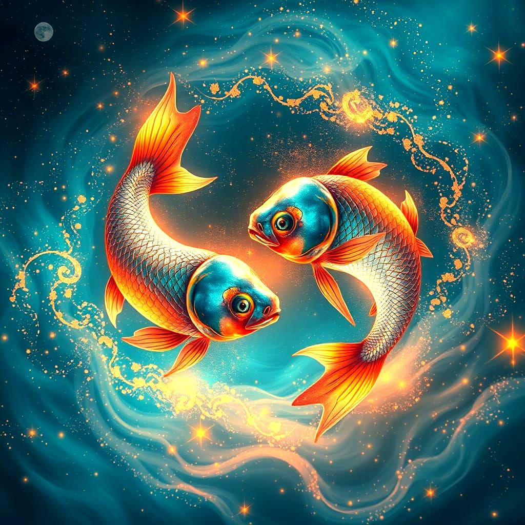 Cosmic Pisces: Triadic Colors in Volumetric Lighting