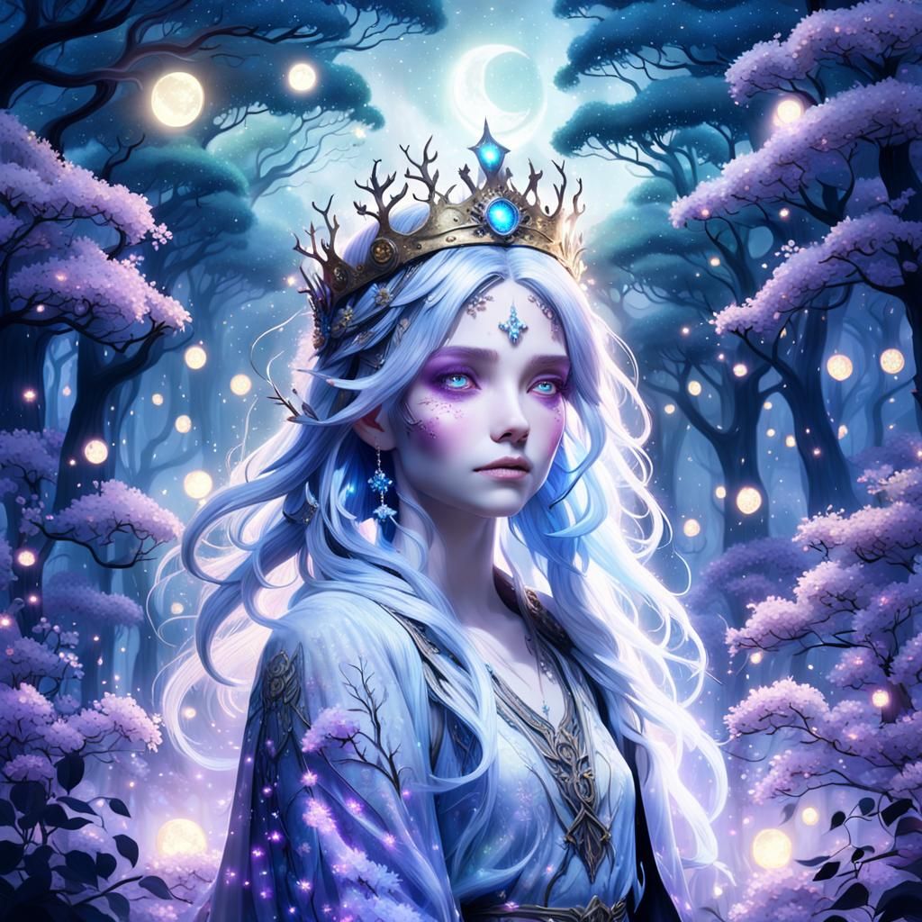 Moonlit Grove Mystique: A Gentle, Shimmering Being Emerges